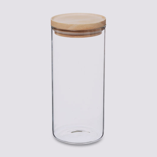 Bocal verre couvercle bois 1,3L (vide) précommandes